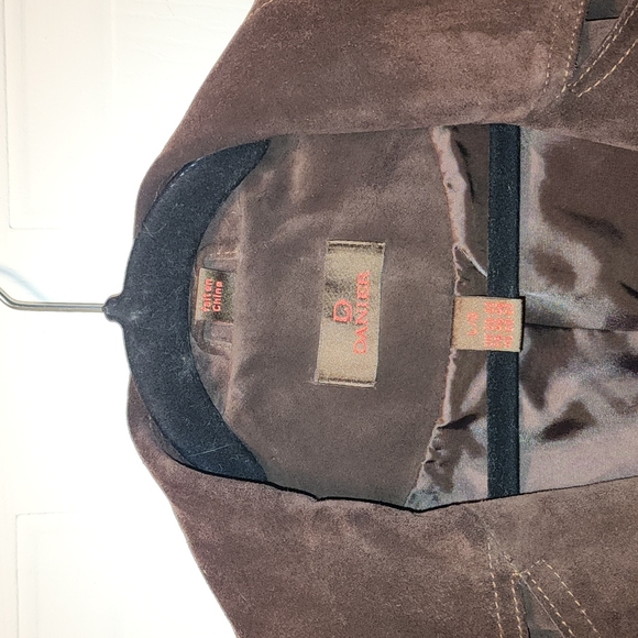 Brown Danier Suede Leather Trench Coat Jacket - Picture 10 of 12